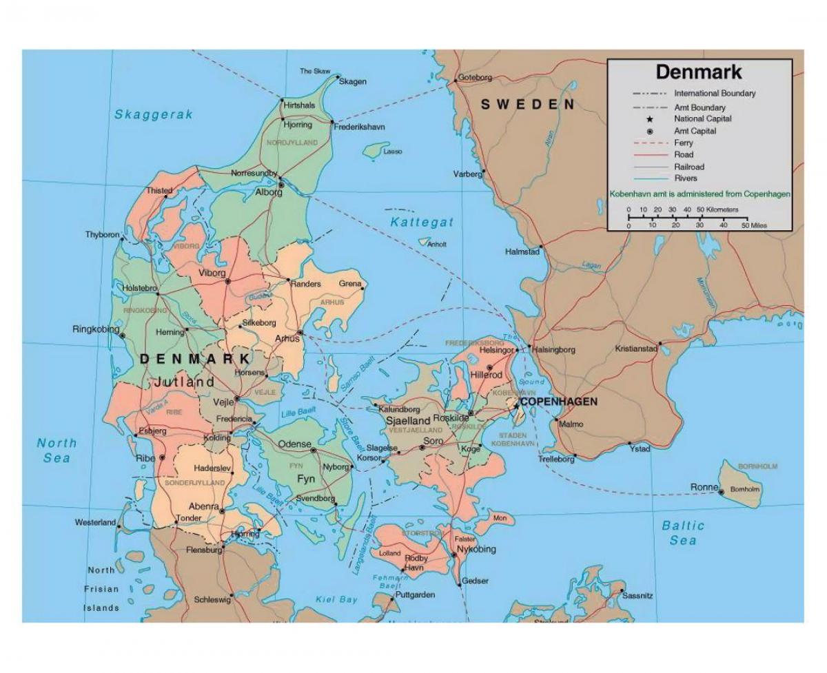 harta detaliată a danemarcei