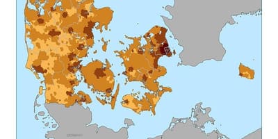 Danemarca densitatea populației hartă